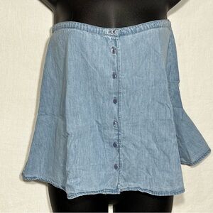 ASOS Design Women's 8 Light Wash Denim Off The Shoulder Button Top